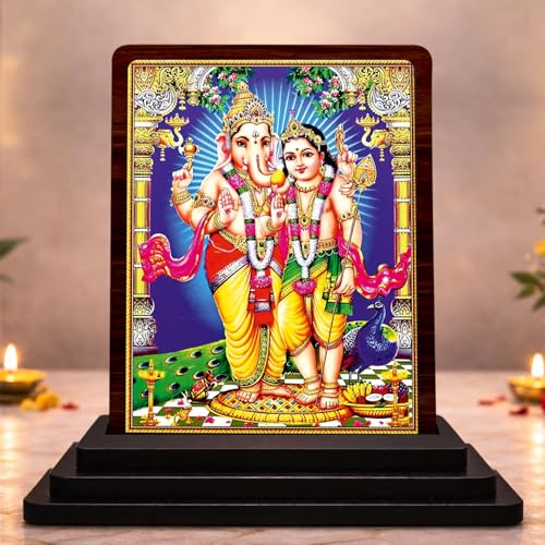 Image 1 of Default Title for the product 4x5 Inch Ram Darbar Wooden Idol with HD Print | Auspicious Blessing Desk & Temple Decor