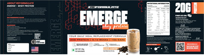 Image 4 of Reformulate Emerge I Whey Protein I Your Daily Meal Replacement Formula I 20 G I Protein I 5.1 G Bcaa's I 10 G Eaa's - Cold Coffee