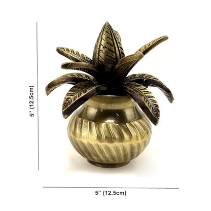 Image 4 of Two Moustaches Brass Mangal Kalash with Coconut Showpiece 5 Inches Pack of 1