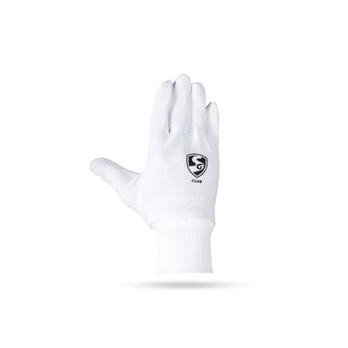 Image 4 of SG Club Inner Cricket Batting Gloves White Boys Size Cotton Youth Right Hand Orientation