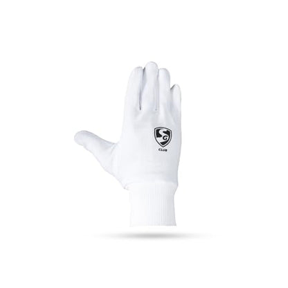 Image 4 of SG Club Inner Cricket Batting Gloves White Boys Size Cotton Youth Right Hand Orientation