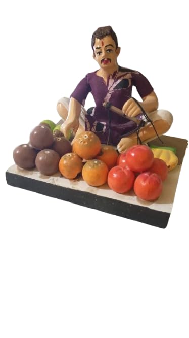 Image 1 of Default Title for the product Handcrafted Fruit Vendor Figurine, Decorative H 12cm W 13cm bommala koluvu bommalu Set bommalu for bommala koluvu golu Dolls golu Dolls for navaratri Set