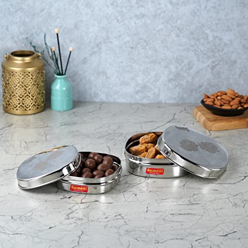 Image 3 of Sumeet Stainless Steel Designer Square Storage Containers Set of 2