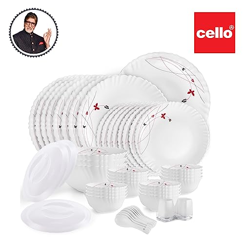 Image 6 of Cello Opalware Dazzle Series Lush Fiesta Dinner Set, 49Pcs
