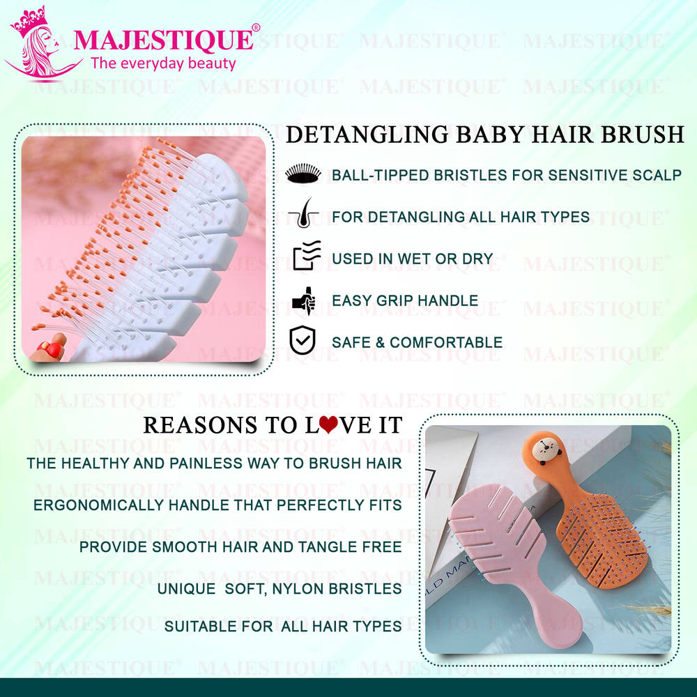 Image 4 of Majestique Small Hair Brush - Detangling Brush for Baby Kids, Women and Men - Color May Vary