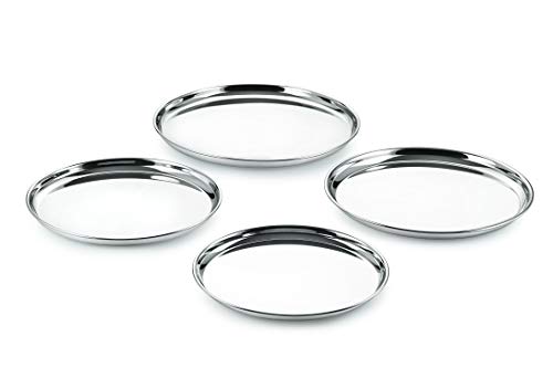 Image 1 of Default Title for the product neelam Stainless Steel 9 22G Plate Buffet, 20 cm, Set of 4