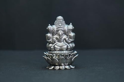 Image 3 of Dista Silvers Antique Padmam Ganesh Right Trunk Sitting 67.51G
