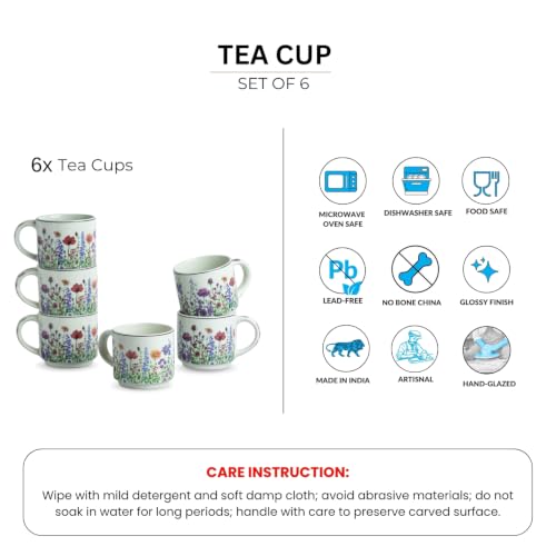Image 6 of ExclusiveLane Lavender Fields Decal Ceramic Tea Cups Set of 6 (200 ml)