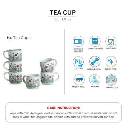 Image 6 of ExclusiveLane Lavender Fields Decal Ceramic Tea Cups Set of 6 (200 ml)