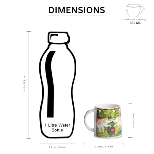 Image 7 of ExclusiveLane Gaj Bagh Decal Ceramic Coffee Mugs Set of 6 330 ml