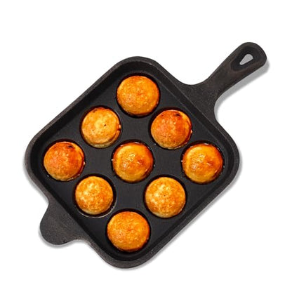 Image 12 of Square Paniyaram Pan / 9 Pit / 7.1 Inch for the product The Indus Valley Cast Iron Paniyaram Pan