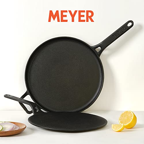 Image 3 of Meyer Pre-Seasoned Cast Iron Cookware Set - 28cm Flat Dosa Tawa + 26cm Roti Tawa