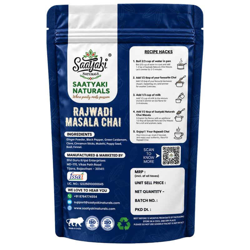 Image 7 of SAATYAKI NATURALS Rajwadi Chai Masala