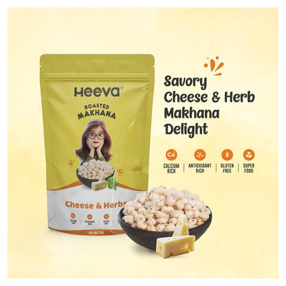Image 4 of Heeva Roasted Makhana Foxnut Cheese n Herbs Flavour 50g Pack of 3