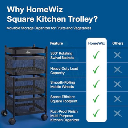 Image 5 of HomeWiz Square Kitchen Rack 3-Layer