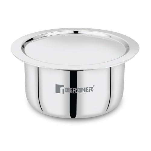 Image 4 of BERGNER Tripro 7 Pcs Triply Cookware Set - 24cm (3L) Kadai with Lid, 22cm (1.5L) Frypan, 16cm (2L) Tope with Lid, 20cm (3.4L) Casserole with Lid