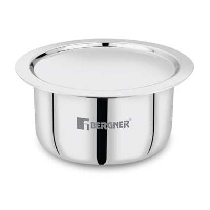 Image 4 of BERGNER Tripro 7 Pcs Triply Cookware Set - 24cm (3L) Kadai with Lid, 22cm (1.5L) Frypan, 16cm (2L) Tope with Lid, 20cm (3.4L) Casserole with Lid