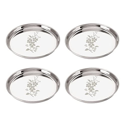 Image 1 of Default Title for the product neelam Stainless Steel 9, 22 Gauge, Lazer Etching Buffet Plate, 20 cm, Set of 4