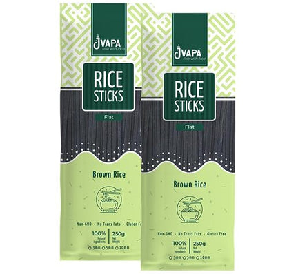 Image 1 of Pack of 1 for the product JVAPA Flat Rice Sticks Noodles - Goodness of Brown Rice Flat 5 mm (2 x 250 gm)