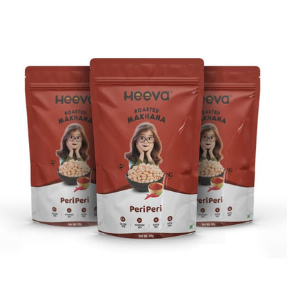 Image 1 of Default Title for the product Heeva Roasted Makhana Foxnut Peri-Peri Flavour 50g Pack of 3