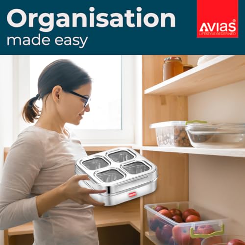 Image 6 of AVIAS 4-in-1 Stainless Steel Masala/Spice Box