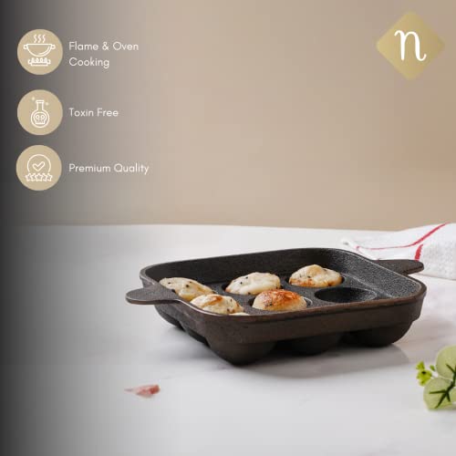 Image 5 of Nestasia Cast Iron Paniyaram Pan with Handles (9-Pits) 30ml per Slot