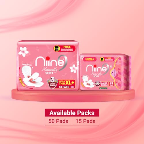 Image 6 of Niine Naturally Soft Ultra Thin XL+ Sanitary Napkins |320mm Long|Cottony Soft Control Rashes|Long Lasting protection |Suitable for Heavy Flow with Free Biodegradable Disposal Bags (Pack of 1) 30 Pads