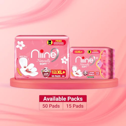 Image 6 of Niine Naturally Soft Ultra Thin XL+ Sanitary Napkins |320mm Long|Cottony Soft Control Rashes|Long Lasting protection |Suitable for Heavy Flow with Free Biodegradable Disposal Bags (Pack of 1) 30 Pads