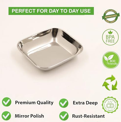 Image 5 of Spillbox Stainless Steel Halwa Plates Rectangle Plate Set 50gm