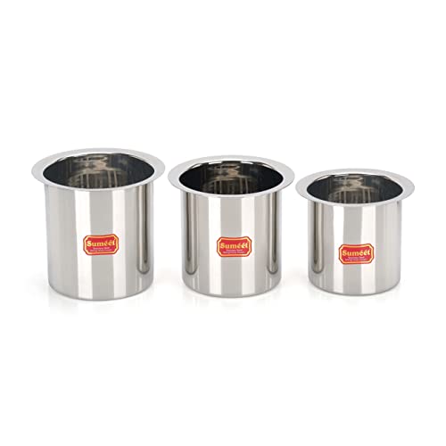 Image 3 of 3 Pieces / 1150ml, 1450ml, 1800ml for the product Sumeet Stainless Steel Ganj Milk Boiler Milk Pot Long Tapeli