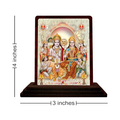 Image 4 of Ram Darbar Printed Wooden Idol for Car Dashboard & Home Decor Shri Ram, Sita, Laxman & Hanuman Spiritual Showpiece for Office Desk - Religious Figurine for Protection & Gifting