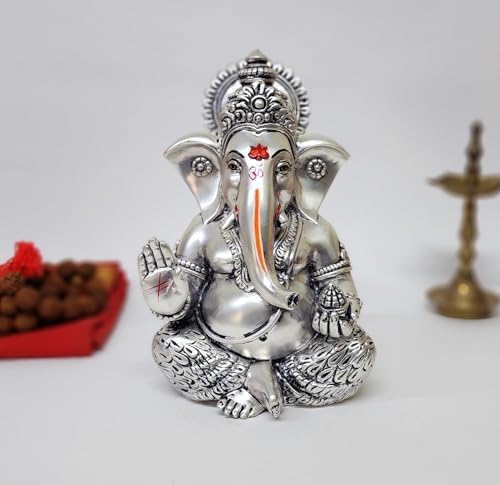 Image 24 of Resin-SIL-ANT-MATTE-MUKUT-GANESHA 7" for the product Gold Art India Ceramic Ganesh Idol