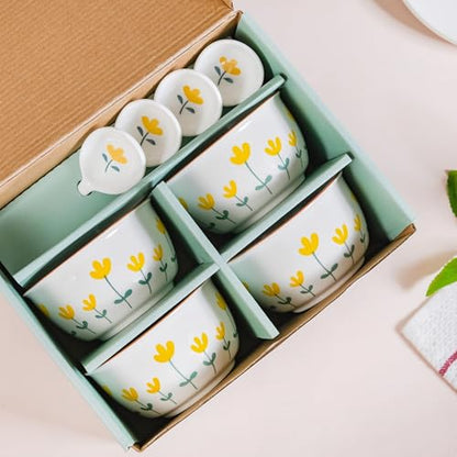Image 5 of Nestasia Ceramic Soup Bowl with Spoon Set of 4 (400ml Each)