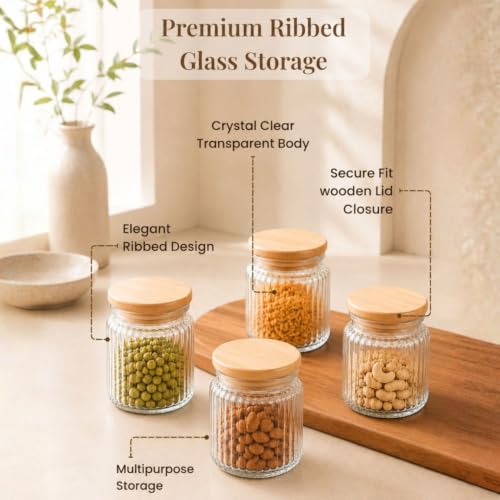 Image 3 of ExclusiveLane Basics Nordic Glass Airtight Glass Container for Kitchen Storage Set of 4 270 ml