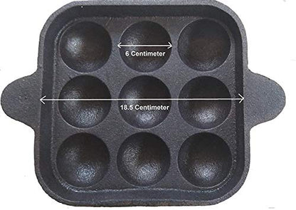 Image 1 of Default Title for the product Bharath Agencies 9 Cavity Paddu Tawa Cast Iron