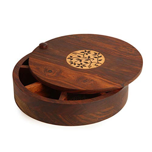 Image 10 of ExclusiveLane Sheesham Wooden Spice Box for Kitchen