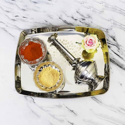 Image 3 of Spillbox Stainless Steel Pooja Thambulam Plate Welcome Set