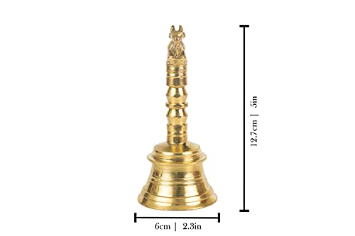 Image 4 of Spillbox Brass Bell/Ghanti For Pooja Handmade Indian Prayer Bell For Aarti, 5 Inch Nandi