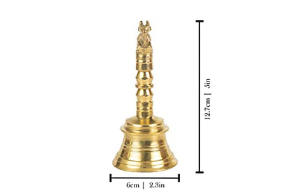 Image 4 of Spillbox Brass Bell/Ghanti For Pooja Handmade Indian Prayer Bell For Aarti, 5 Inch Nandi