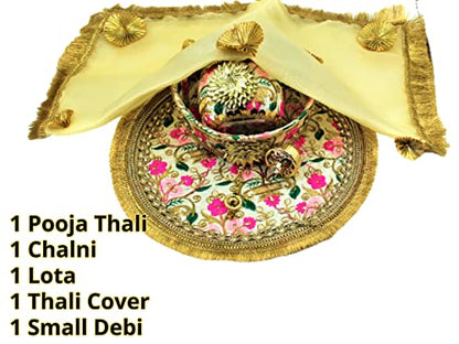 Image 3 of Artonezt Handcrafted Embroidery Karwachauth Thali Set