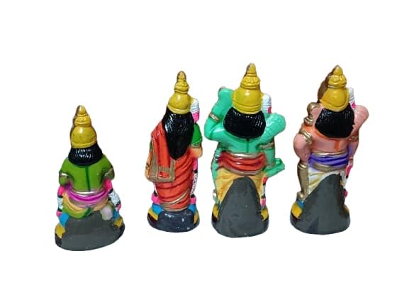 Image 4 of navarathiri golu bommala koluvu kolu Clay Doll ramar dharbar(ramar Set) 10 inch sita Laxhman Hanuman Combo Set height27cm