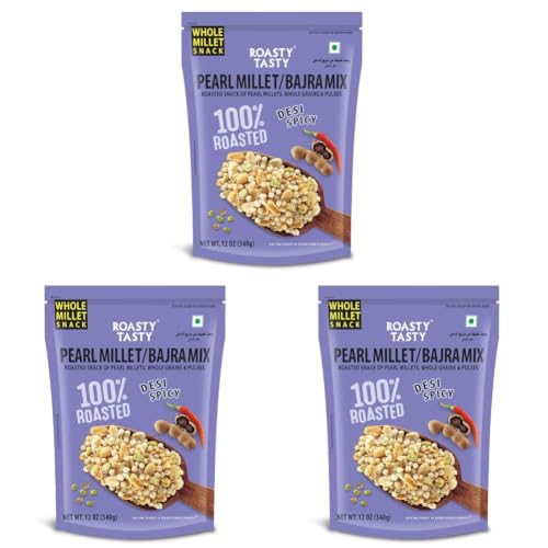 Image 10 of Bajra Mix Desi Spicy / 340 g (Pack of 3) for the product Roasty Tasty Bajra Mix Desi Spicy Millet Namkeen