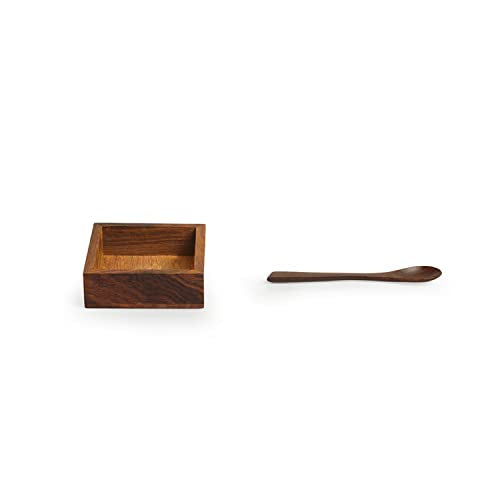 Image 7 of ExclusiveLane Masalas Blends Sheesham Wooden Spice Box with Spoon 6 Large Detachable Containers 120 gram Each