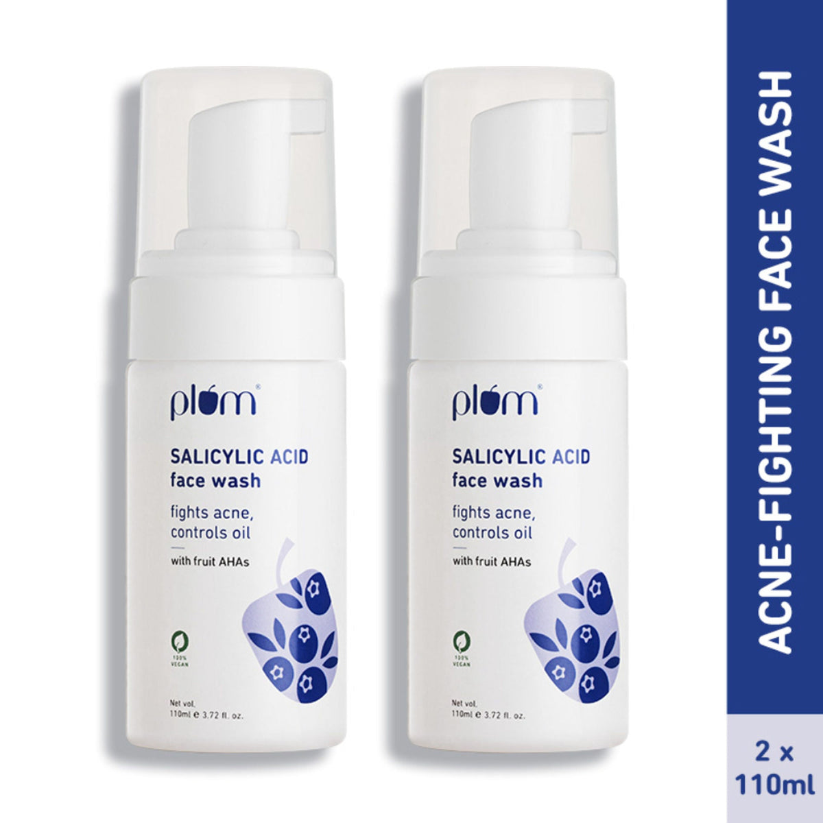 Image 1 of 110 ml / Pack of 2 for the product Plum 1% Encapsulated Salicylic Acid Foaming Face Wash