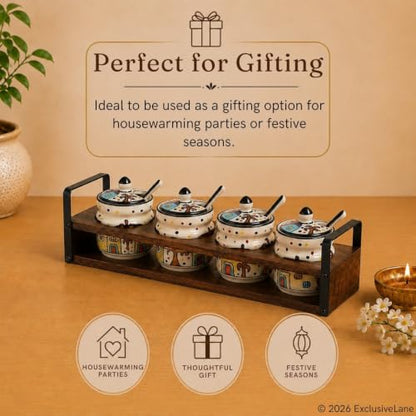 Image 6 of ExclusiveLane The Hut Ceramic Pickle Jars Set of 4 280 ml