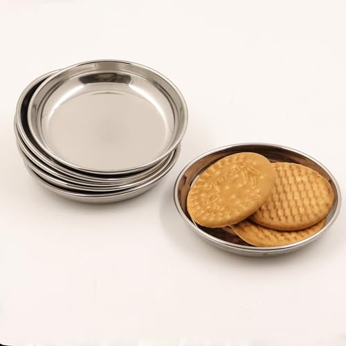 Image 5 of Pack of 6 for the product Spillbox Stainless Steel Halwa Plates