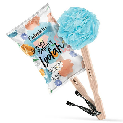 Image 1 of 1 Pc / Pack of 1 for the product Fabskin Bath Brush Loofah For Men & Women With Wooden Handle Blue