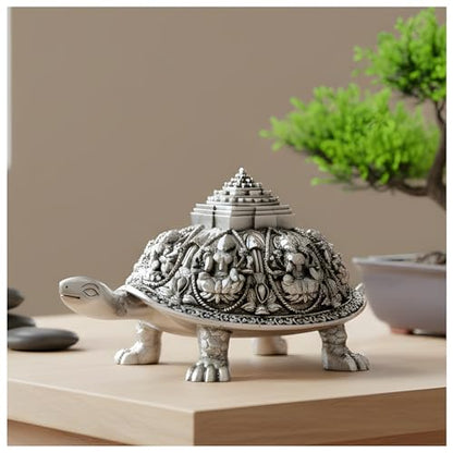 Image 2 of Ashta Lakshmi Tortoise - Large for the product Dev Aastha 999 Pure Silver Plated Ashta Lakshmi Tortoise Idol (2 Inch)