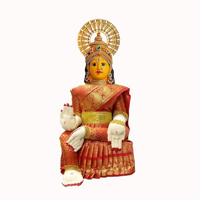 Image 1 of 10 Inch for the product Ammavari Idol Varalakshmi Idol Full Set with Face - Red