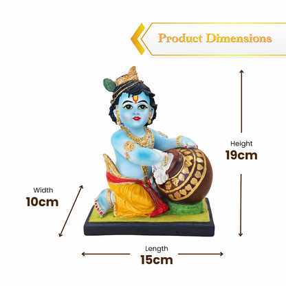 Image 8 of Bal Krishna Idol with Butter Pot - Blue